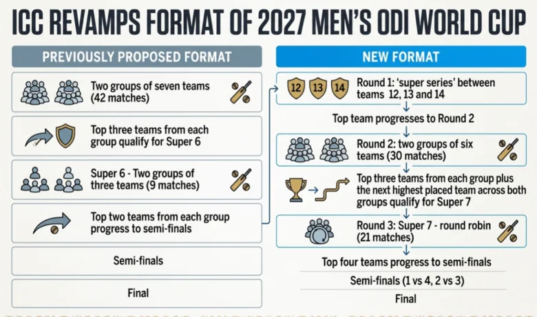 icc adds super series and super 7 twist to 2027 odi world cup