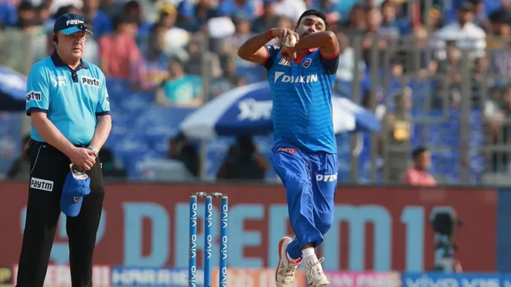Amit Mishra bowls for Delhi Capitals, the leader in most hat tricks in hat trick in ipl history
