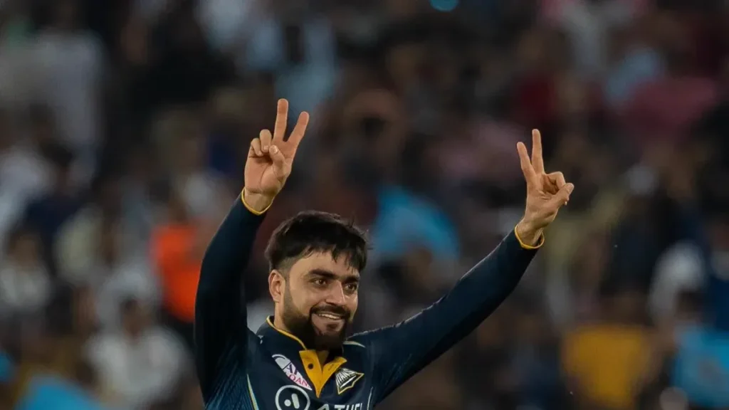 Rashid Khan celebrates his IPL hat trick for Gujarat Titans, hat trick in ipl history 2023 season