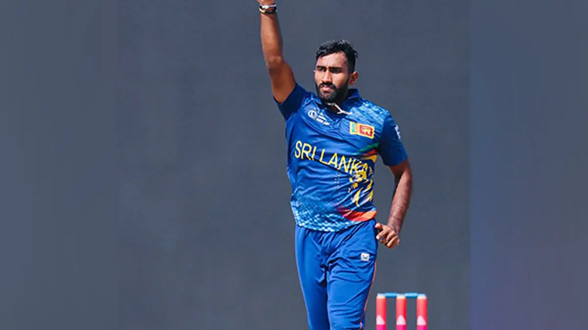 sri lanka test squad pakistan tour 2026 - Eshan Malinga celebrates a wicket for Sri Lanka