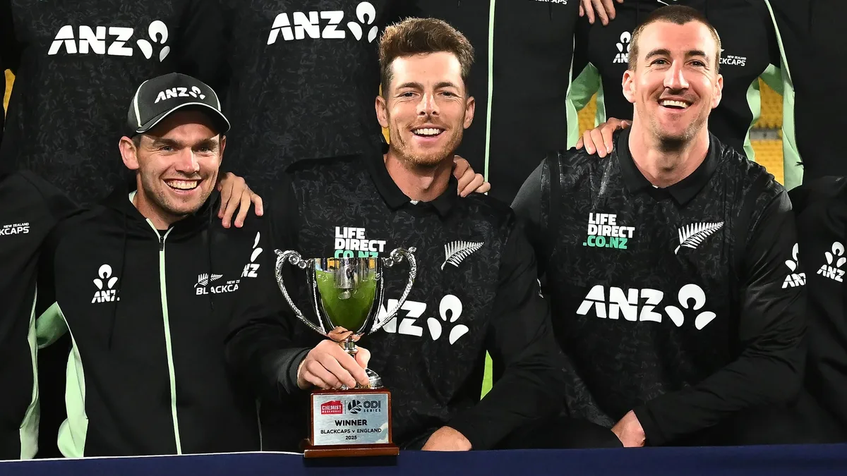 New Zealand team celebrating an ODI series win - New Zealand ODI squad for India series 2026