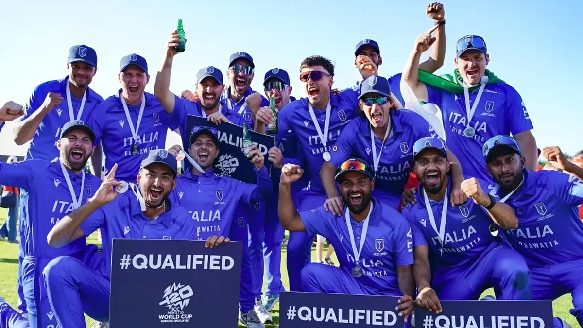 The Italy cricket team celebrates a famous win ahead of the Italia T10 2026 schedule