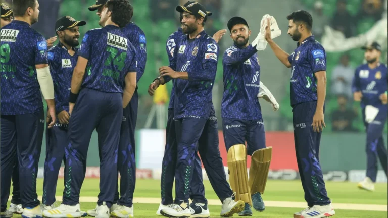 Quetta Gladiators players celebrate in the Pakistan Super League, the sister team in the Rome Gladiators Italia T10 story
