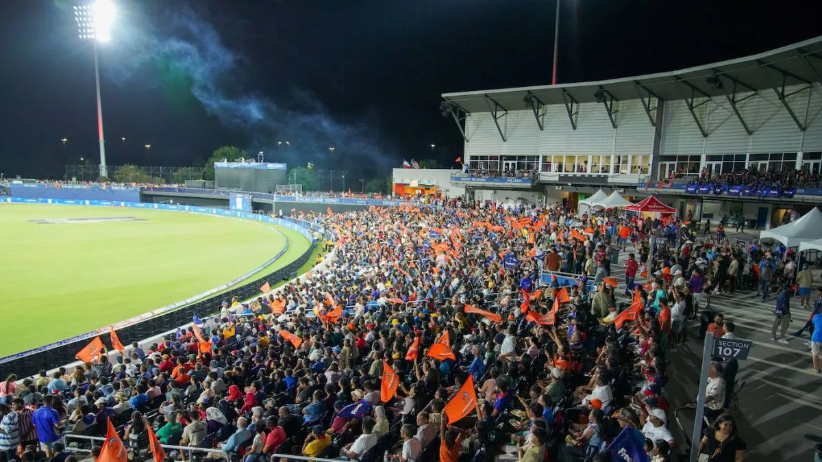 Cricket fans in the stands at Grand Prairie Stadium. USA League 2 Title 2026